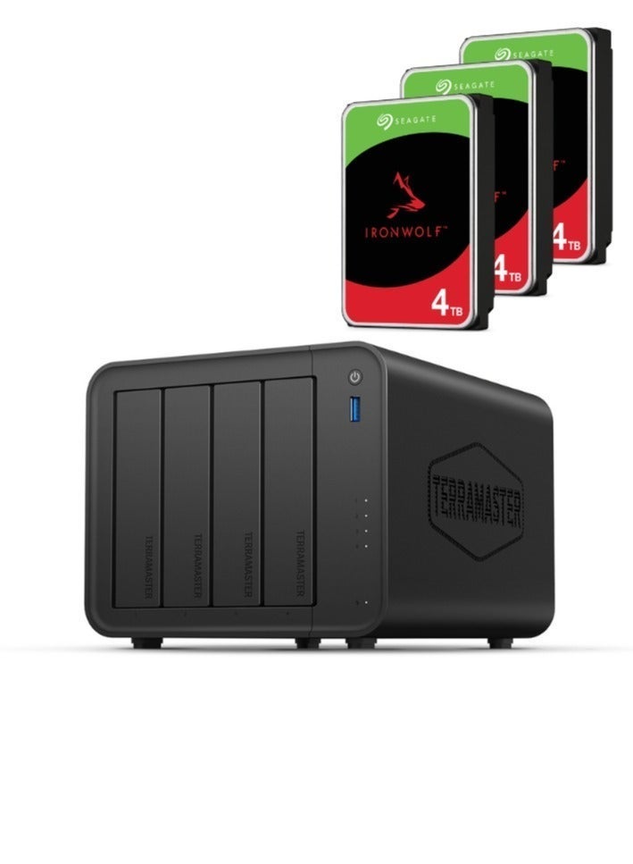 TERRAMASTER F4-425 4-Bay NAS Storage – Intel x86 Quad-Core CPU, 4GB RAM, 2.5GbE LAN, Network Attached Storage Multimedia Server for Home Users | 12TB Bundle (3 X 4TB Seagate IronWolf) - Image 1